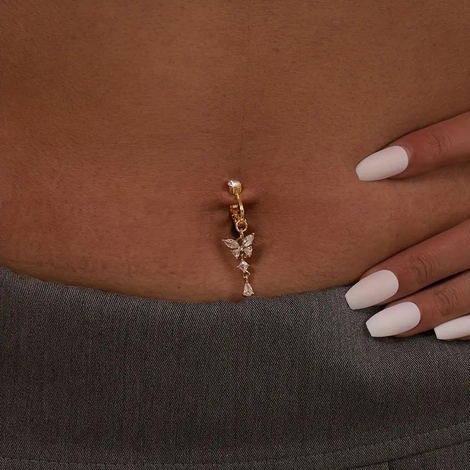 womens   tassel fashion belly button clip no