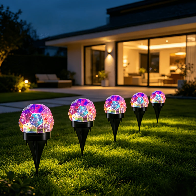 2pcs solar color changing crystal ball ground plug light