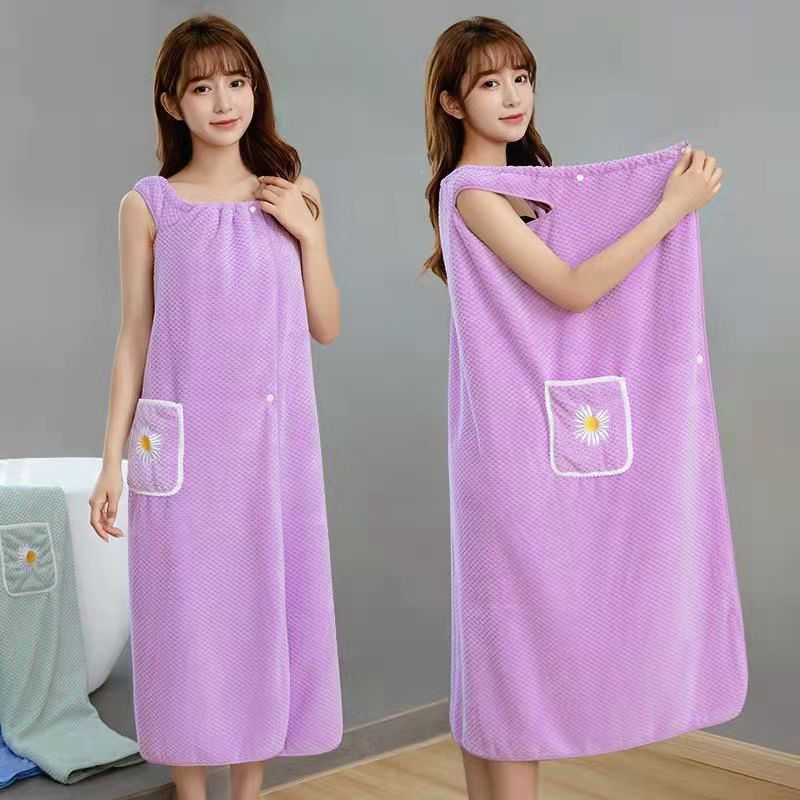 womens wearable pocket towel skirt non slip towel robe