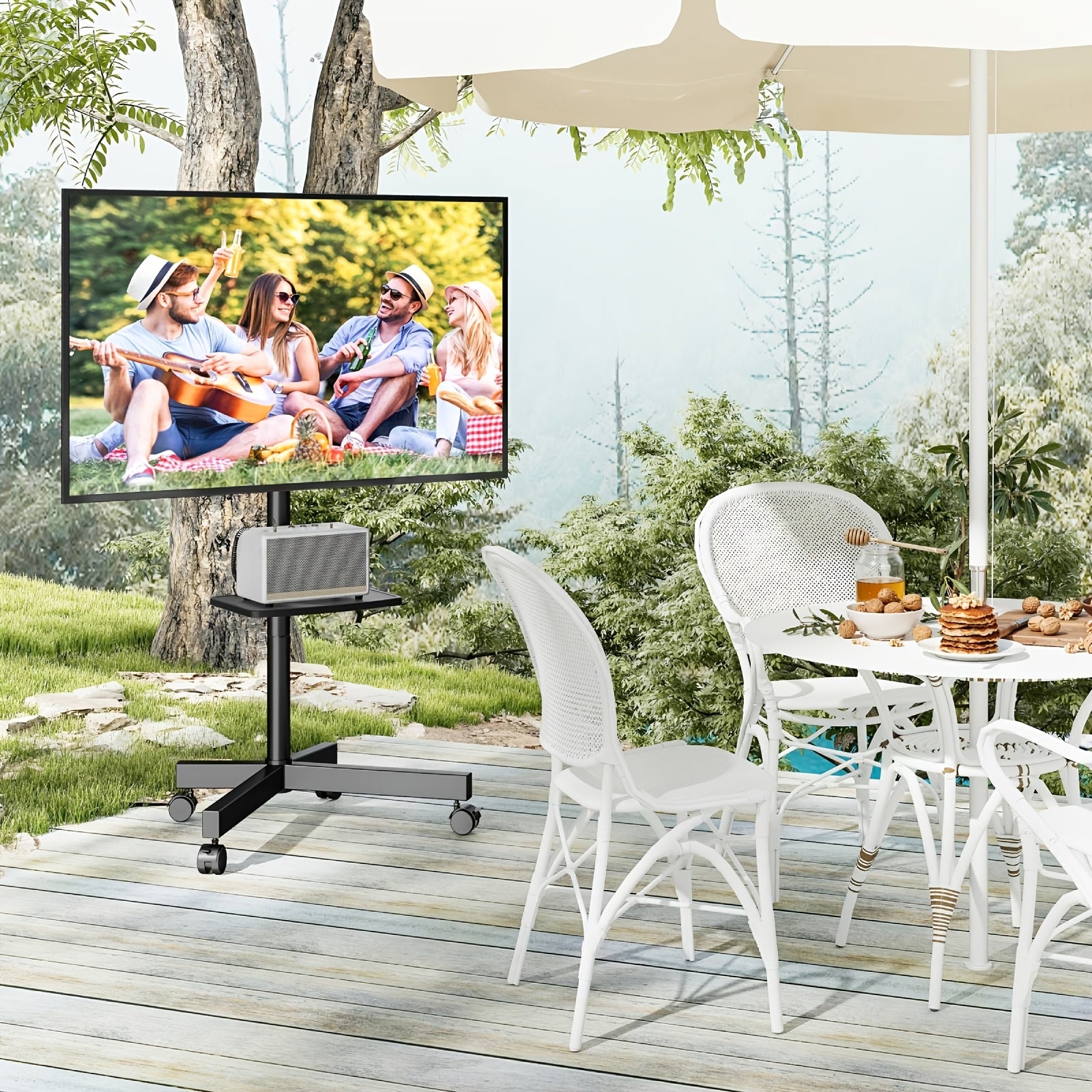 height adjustable mobile tv cart wheels 23 60 inch tvs