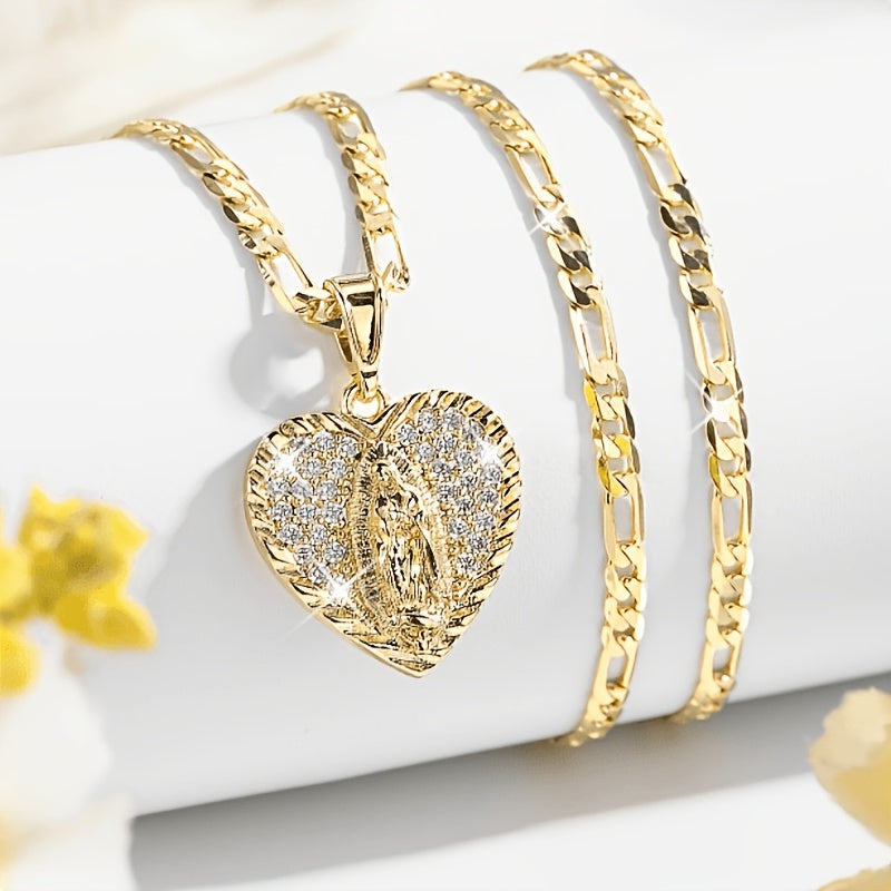 fashionable luxurious heart shaped lady guadalupe pendant