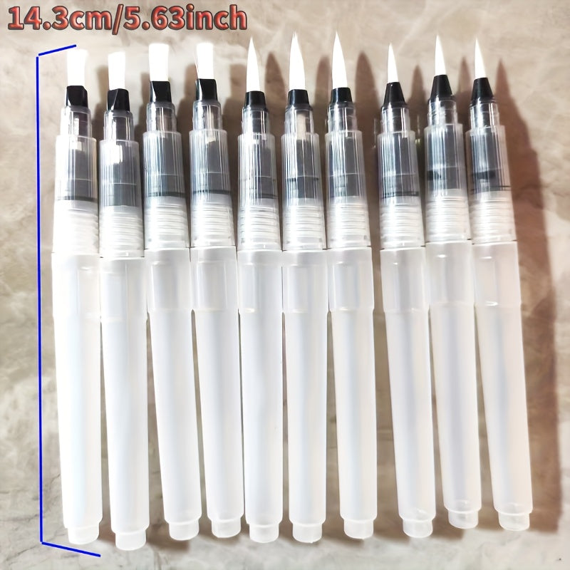 10 solid color watercolor pens filled brush heads pointed