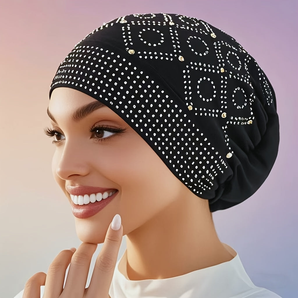womens fashionable encrusted headscarf hat   hat
