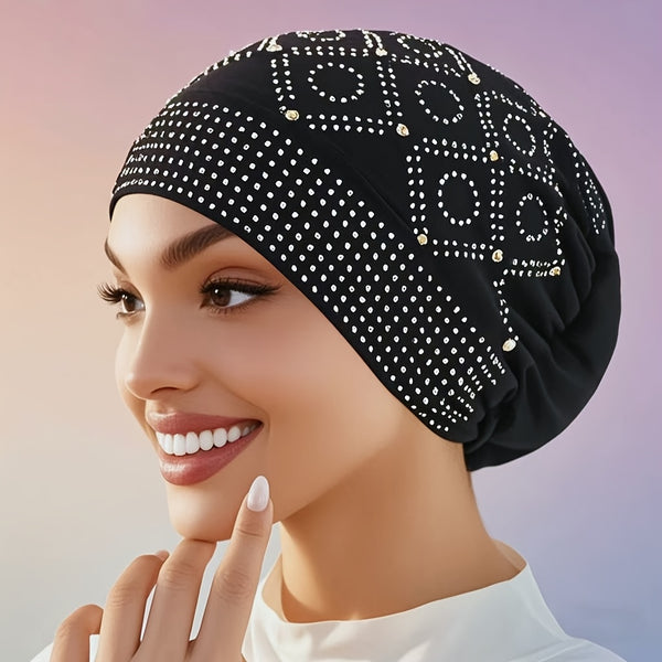 womens fashionable encrusted headscarf hat   hat