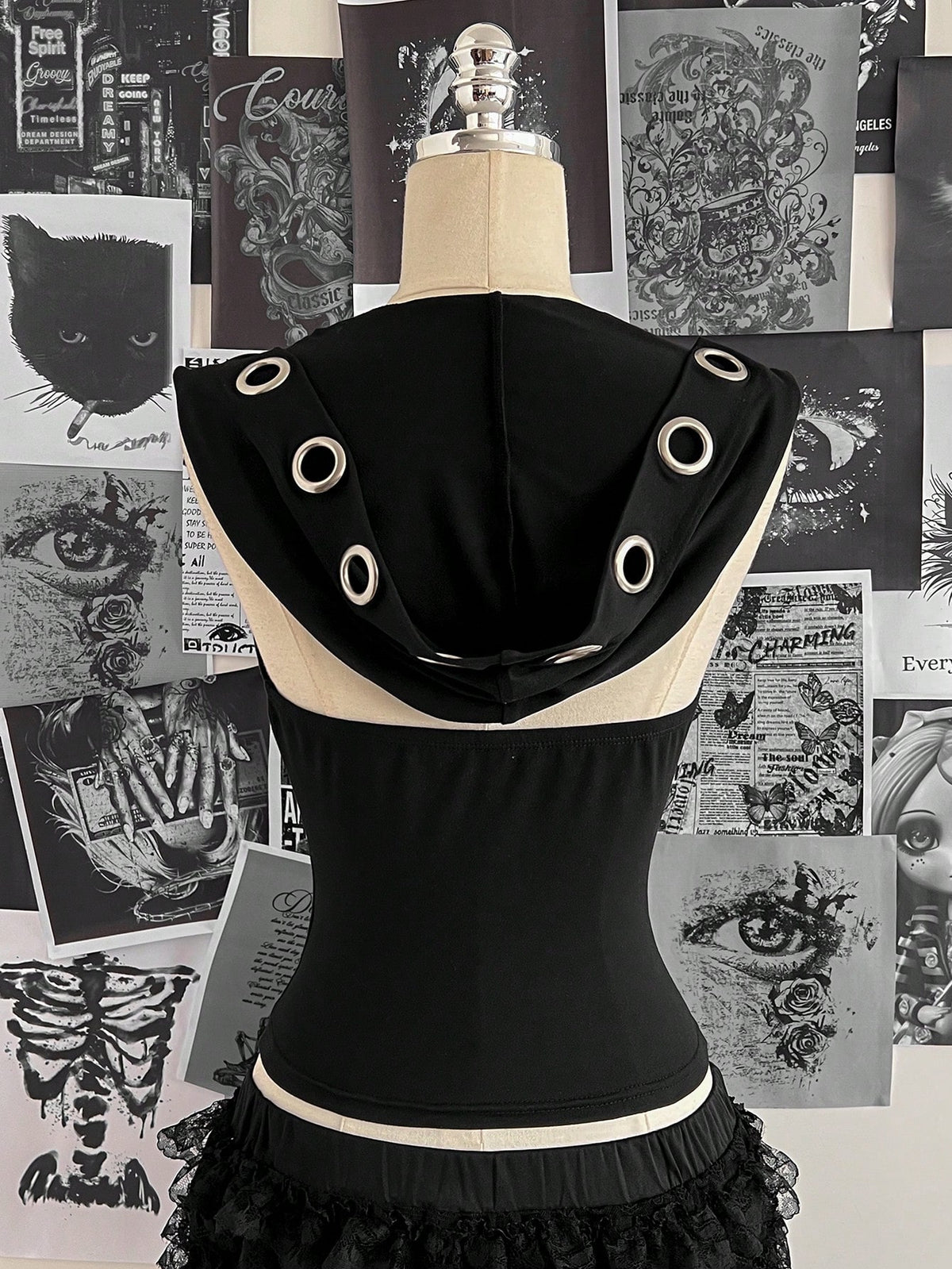 hooded halterneck vest