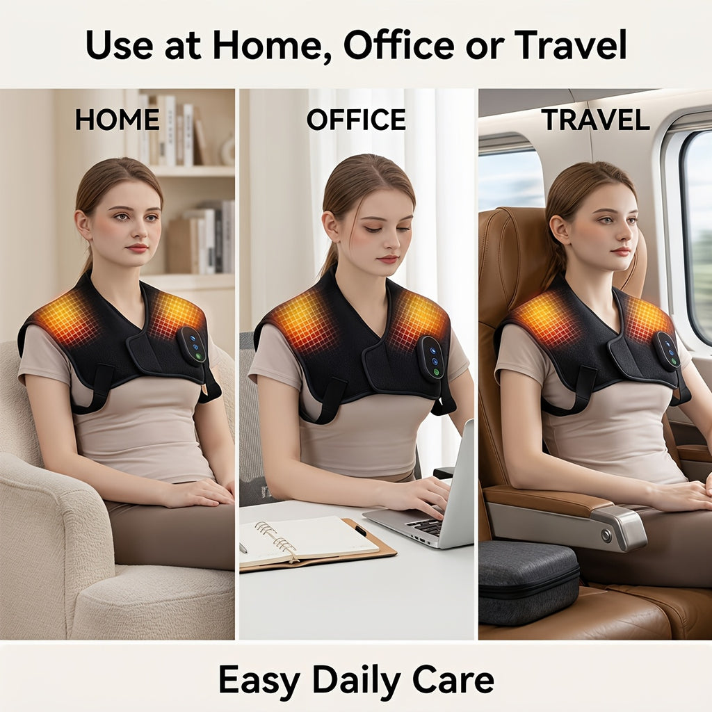 usb powered portable shoulder massager heating vibration 3
