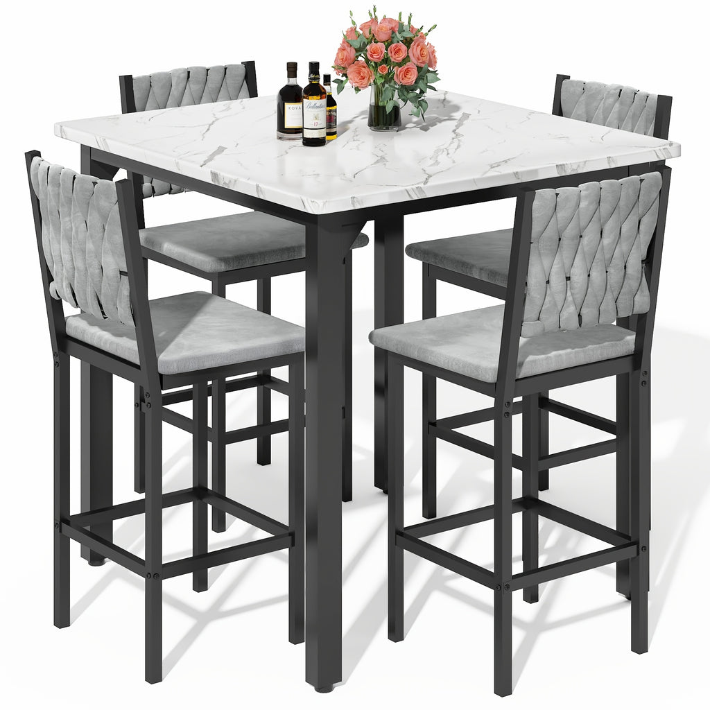 5pcs dining table chair set 1 counter height table 4