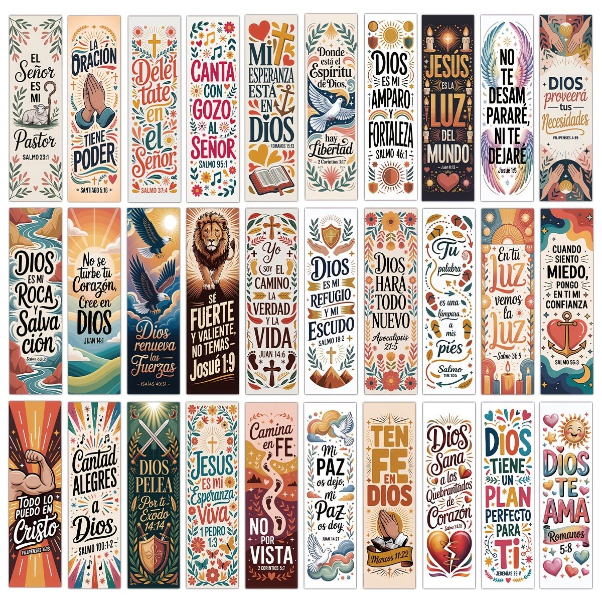 30pcs spanish christian bible verse bookmarks vintage floral