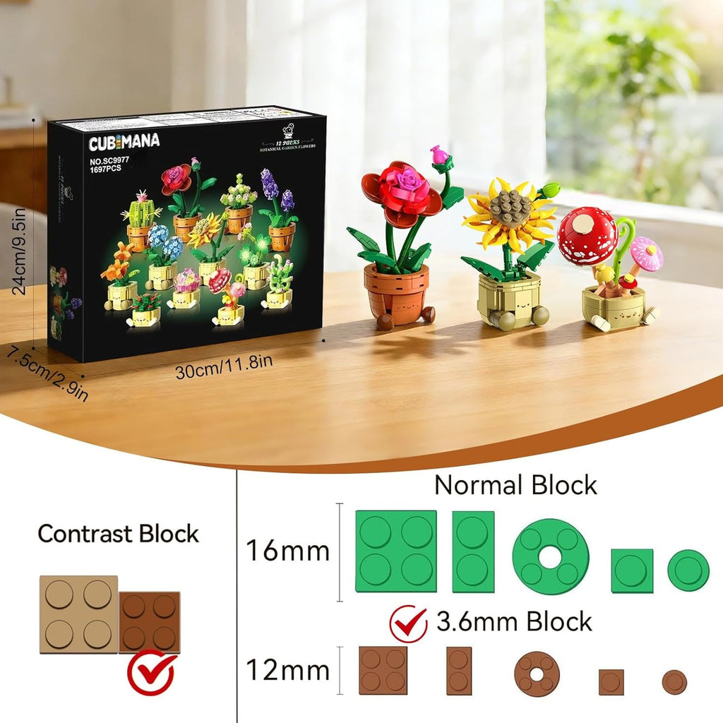 flowers plants mini building set   1697pcs botanical