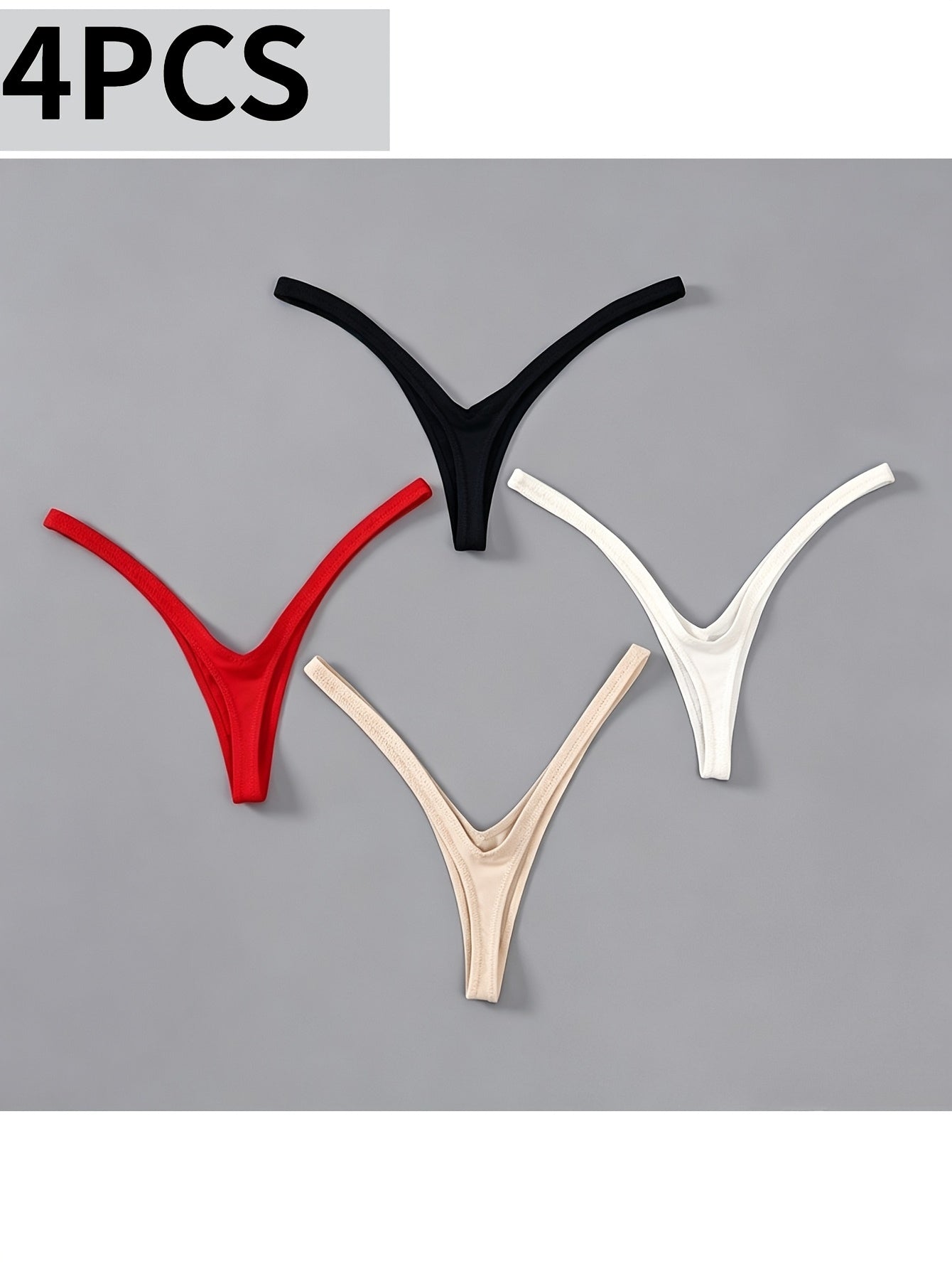 4pcs womens deep v   breathable one string   low