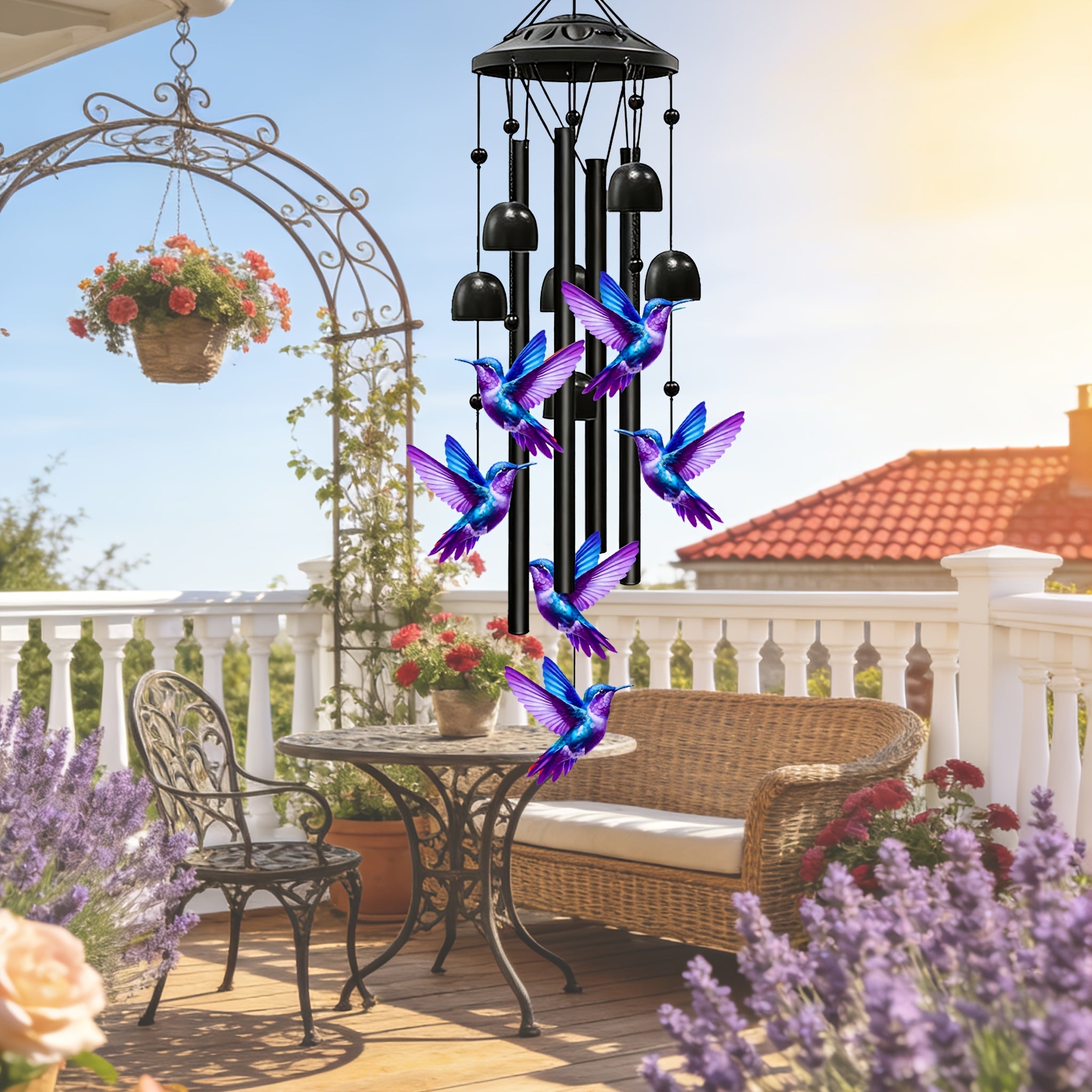 hummingbird wind chimes outside deep tone memorial