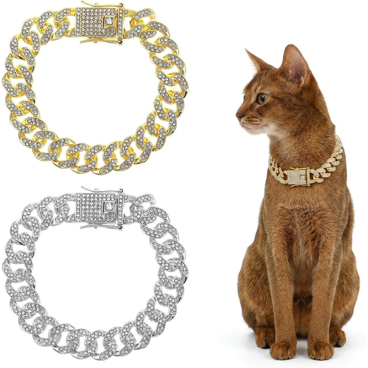 2pcs   chain collar 8 inch dog chain collars cuban