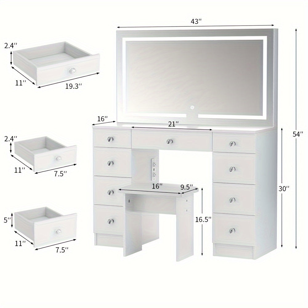 43 makeup vanity desk set featuring a power outlet