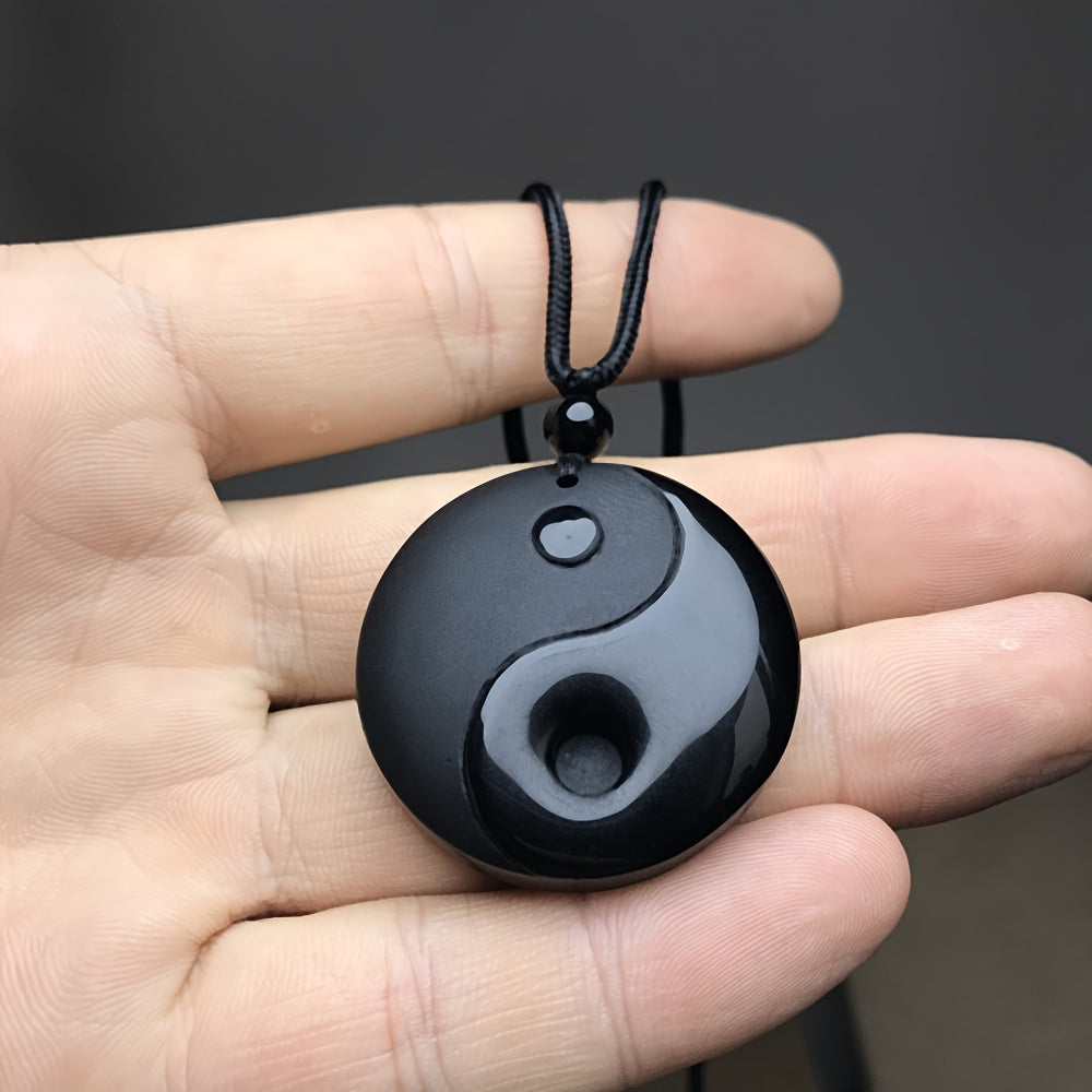 obsidian yin yang   bagua pendant | temu Temu