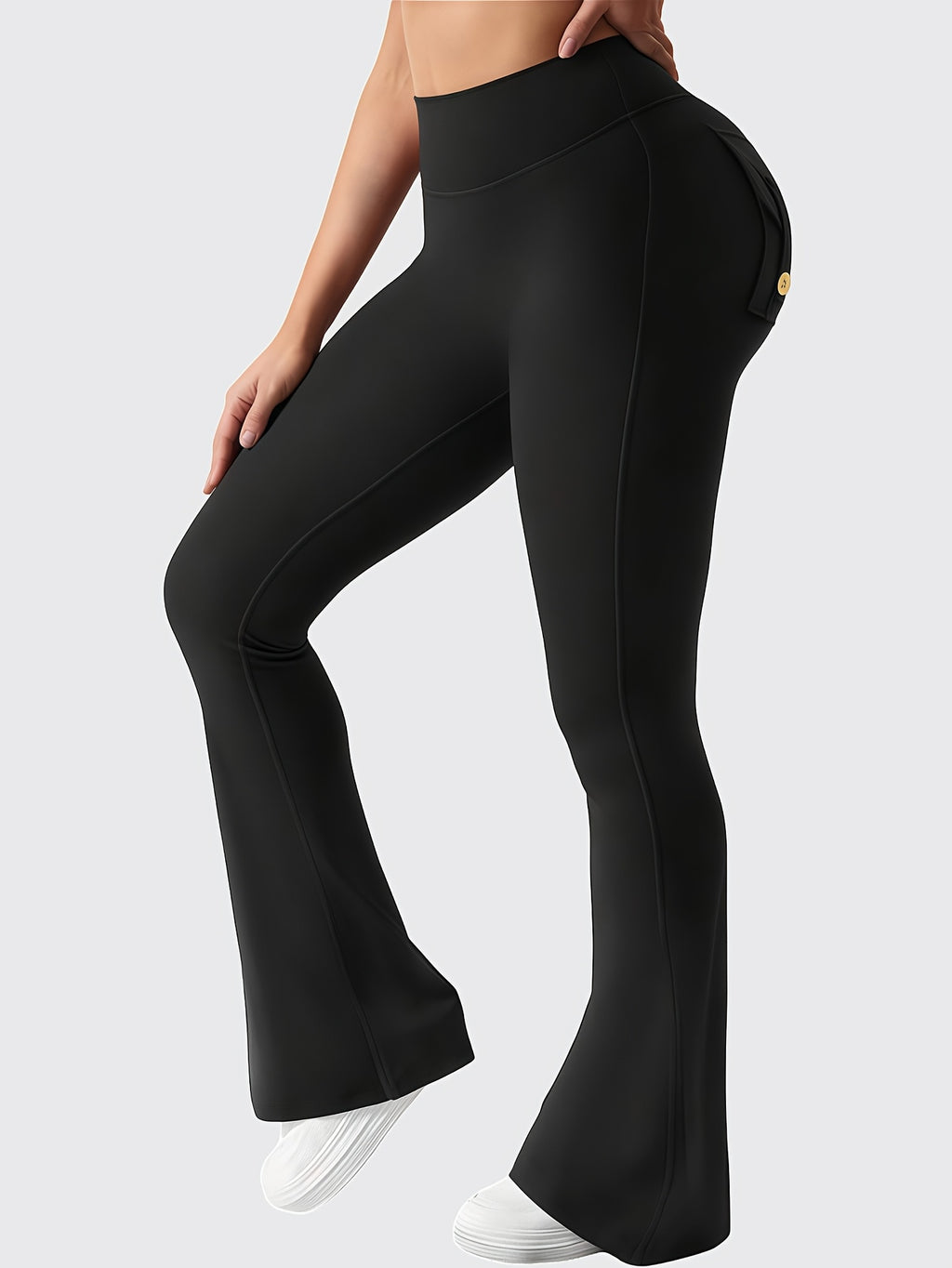 womens high stretch sporty flare yoga pants back waist