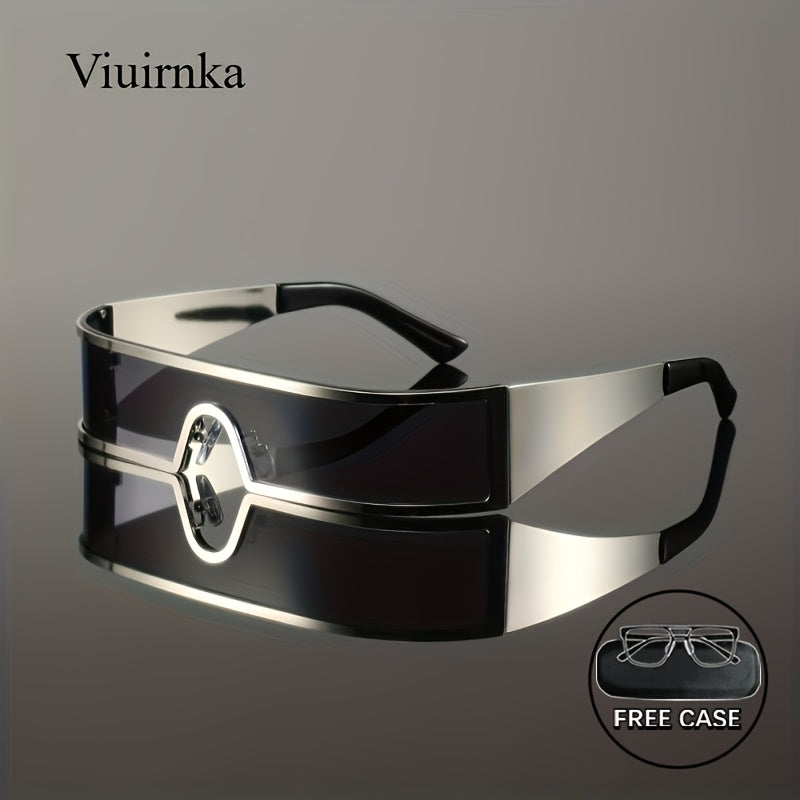 viuirnka mens fashion glasses cyberpunk metal wraparound