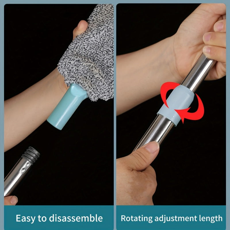 4pcs set 1pc rod 3pcs cloths adjustable long handle duster