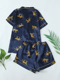 satin leopard print womens pajama set | temu Temu