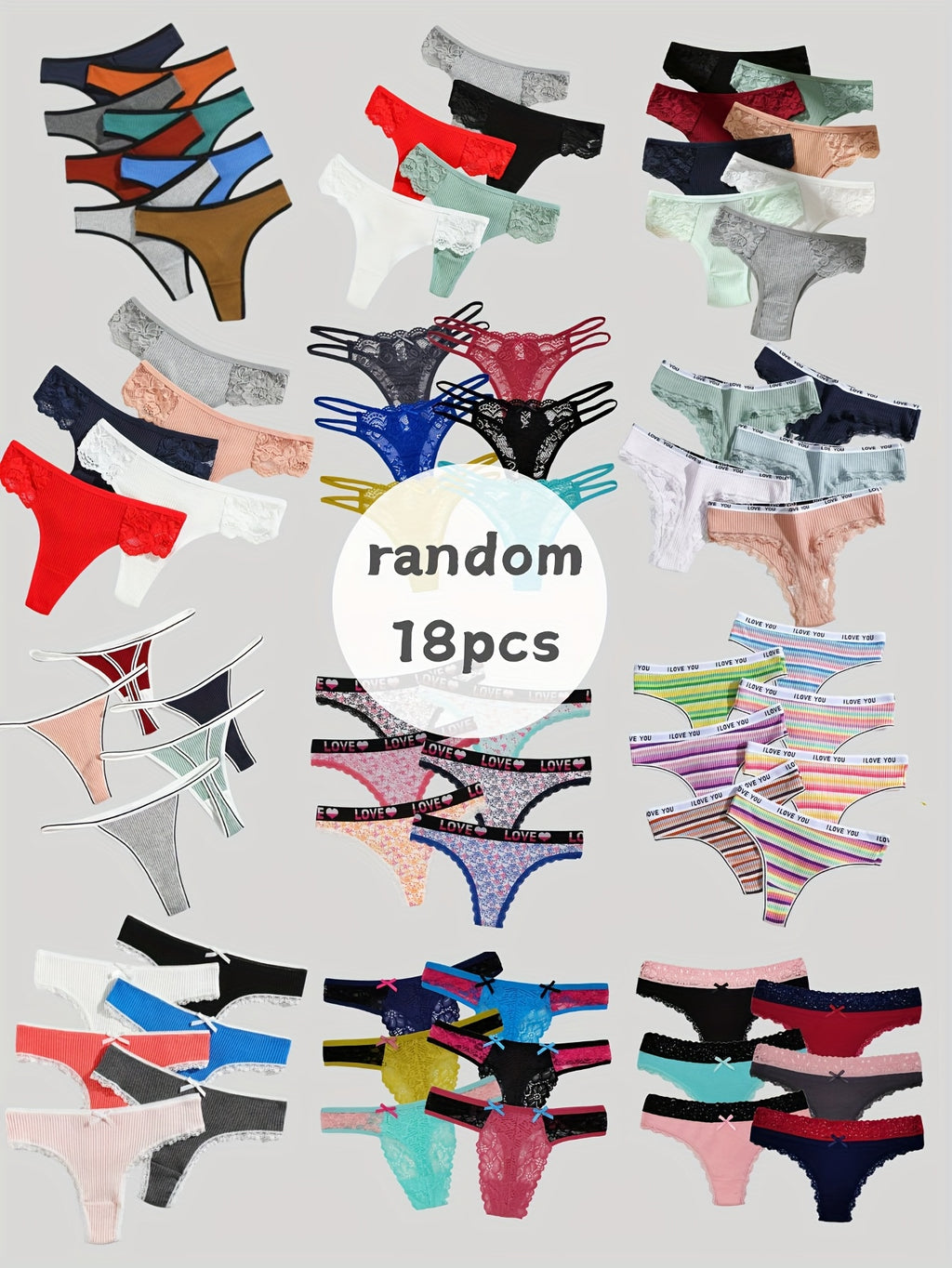 18pcs random assorted lace tanga     comfortable
