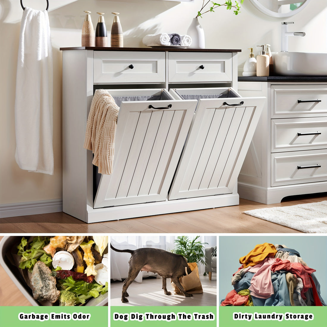 single double tilt trash cabinet drawer hidden wooden